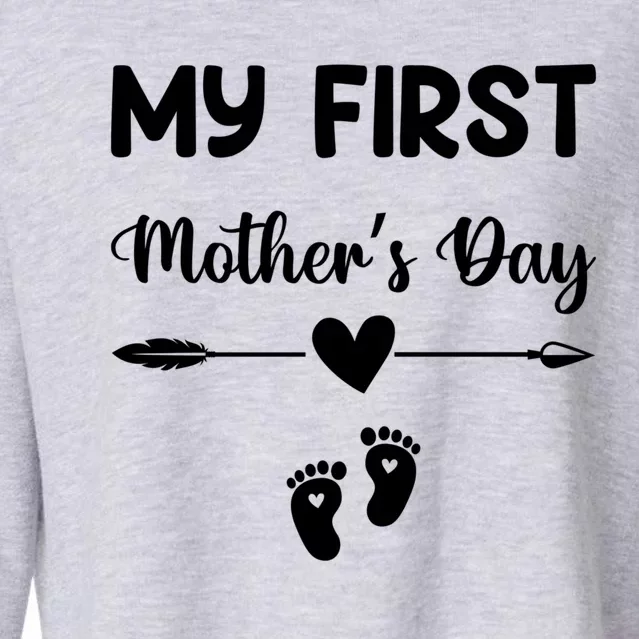 My First Mothers Day New Mom To Be Pregnancy Mothers Day Gift Cropped Pullover Crew