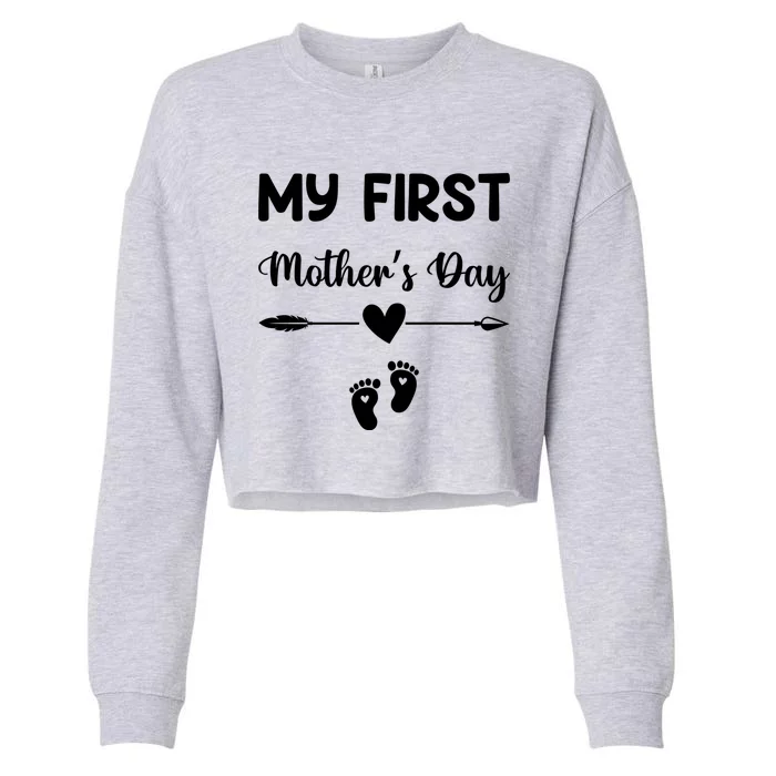 My First Mothers Day New Mom To Be Pregnancy Mothers Day Gift Cropped Pullover Crew