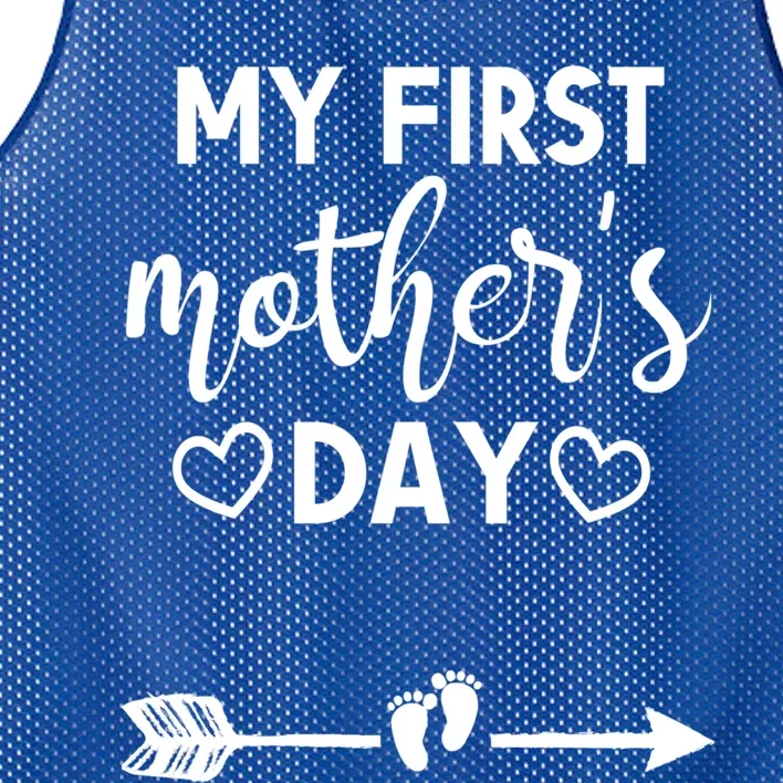 My First Mothers Day Pregnancy Mom To Be Announcet Funny Cool Gift Mesh Reversible Basketball Jersey Tank