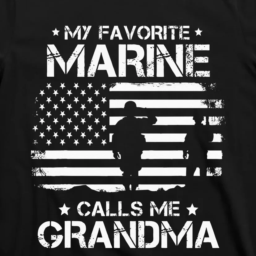 My Favorite Marine Calls Me Grandma USA Flag T-Shirt