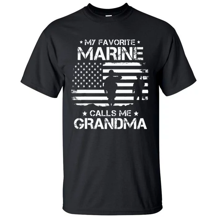 My Favorite Marine Calls Me Grandma USA Flag Tall T-Shirt