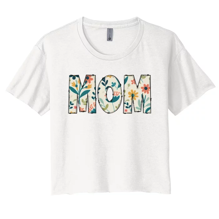 Mom Floral Women's Crop Top Tee