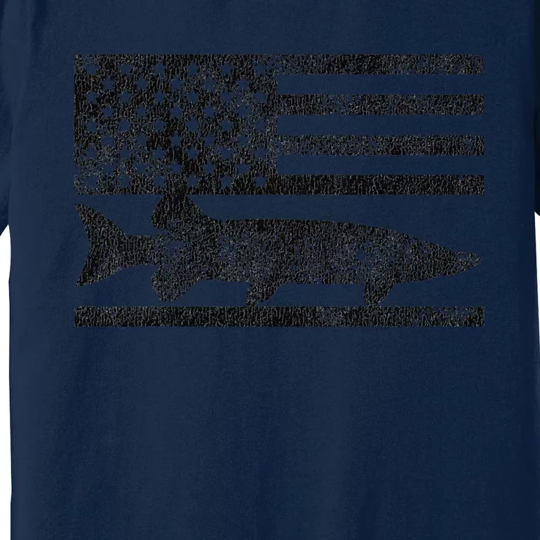 Musky Fishing Muskie Fisherman American Flag Gift Premium T-Shirt