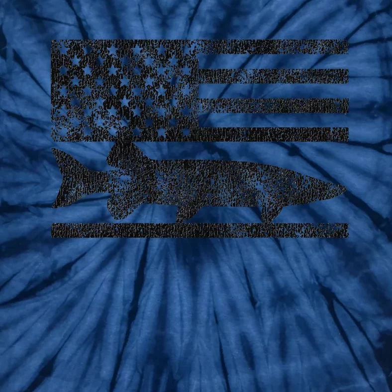 Musky Fishing Muskie Fisherman American Flag Gift Tie-Dye T-Shirt