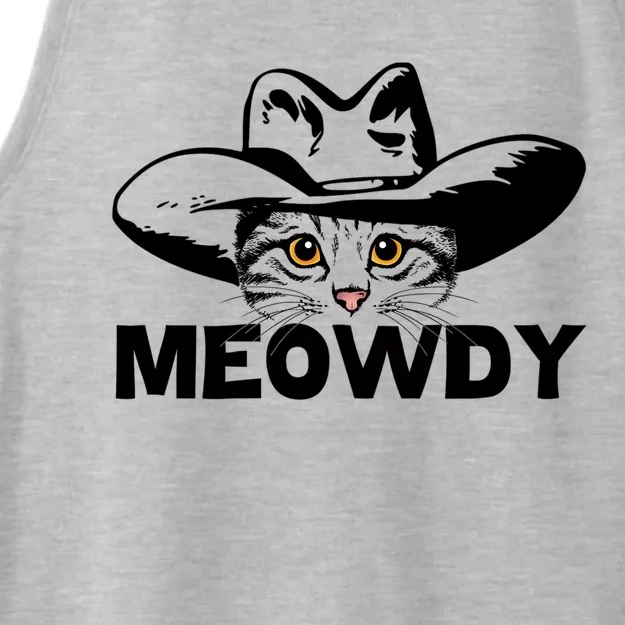 Meowdy Funny Mashup Between Meow And Howdy Cat Meme Cool Gift Ladies Tri-Blend Wicking Tank