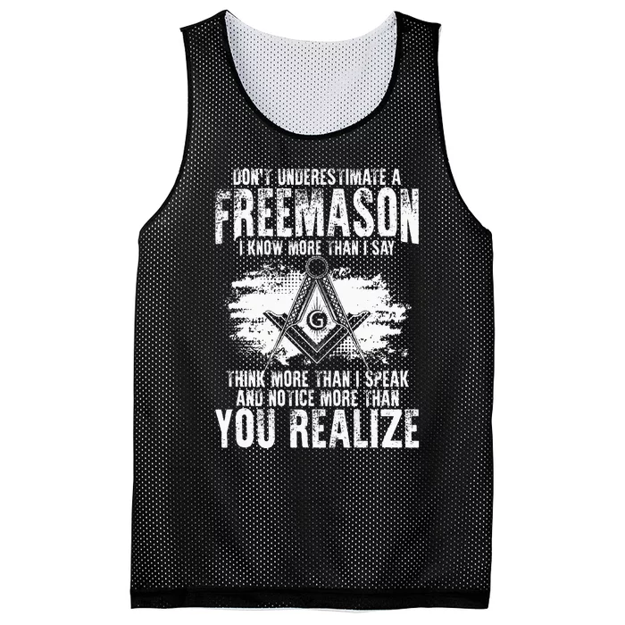 Masonry Freemasonry Masonic DonT Underestimate A Freemasons Mesh Reversible Basketball Jersey Tank