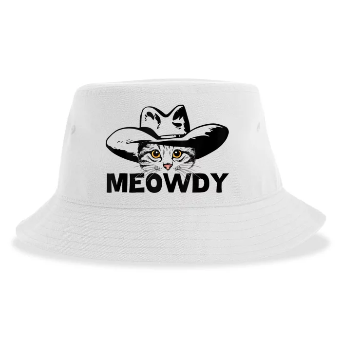 Meowdy Funny Mashup Between Meow And Howdy Cat Meme Sustainable Bucket Hat