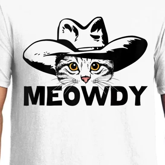 Meowdy Funny Mashup Between Meow And Howdy Cat Meme Pajama Set