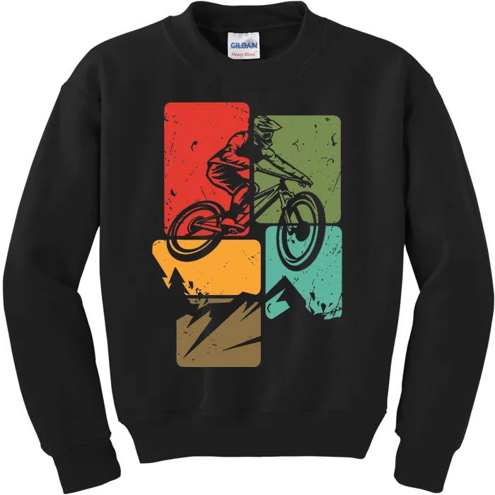 Mtb For Mountain Biker Retro Mountain Bike Kids Sweatshirt