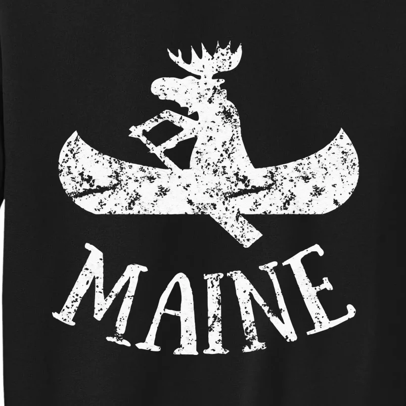 Maine Funny Moose Canoe Vacation Sweatshirt