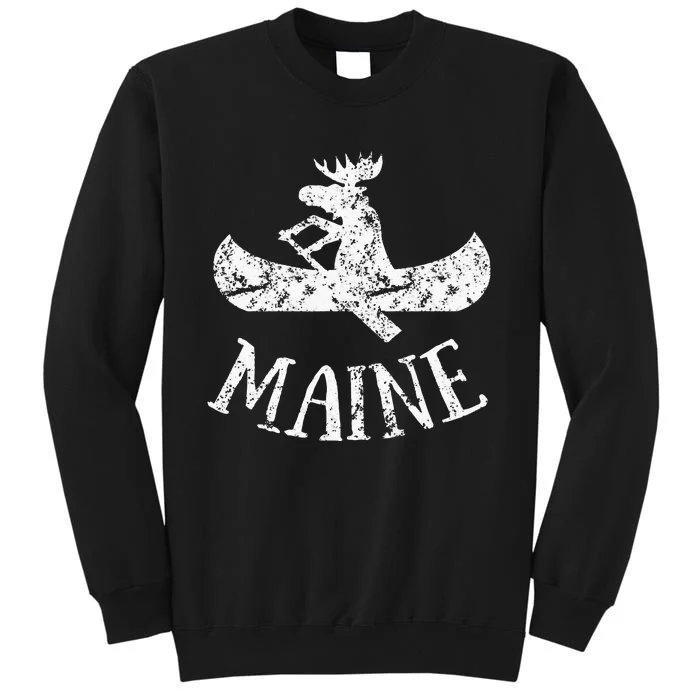 Maine Funny Moose Canoe Vacation Sweatshirt