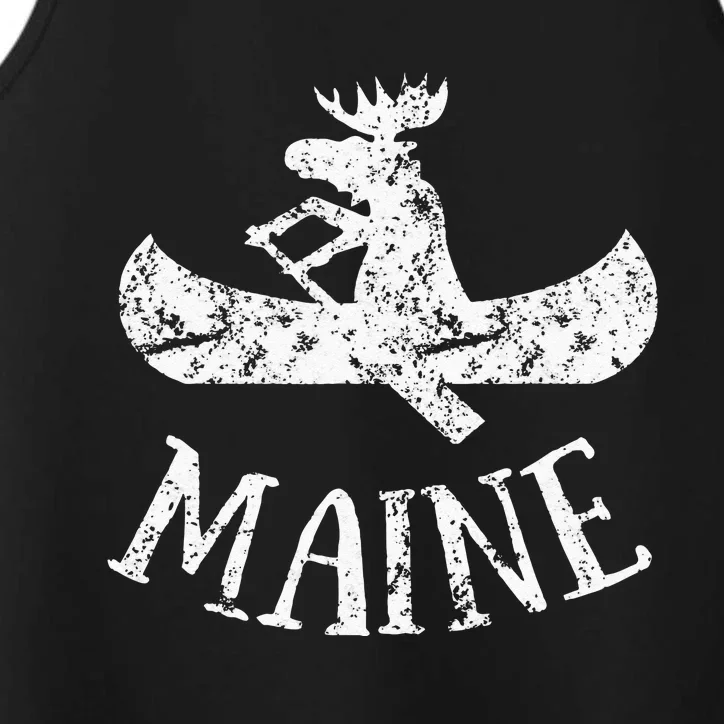 Maine Funny Moose Canoe Vacation Performance Tank