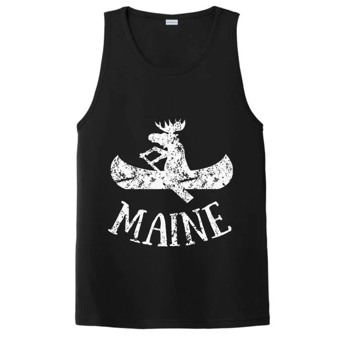 Maine Funny Moose Canoe Vacation Performance Tank