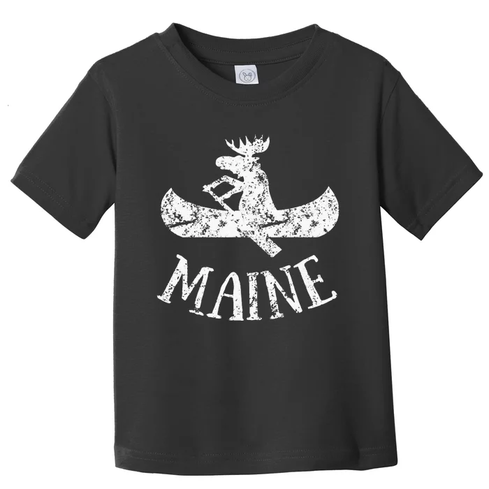 Maine Funny Moose Canoe Vacation Toddler T-Shirt