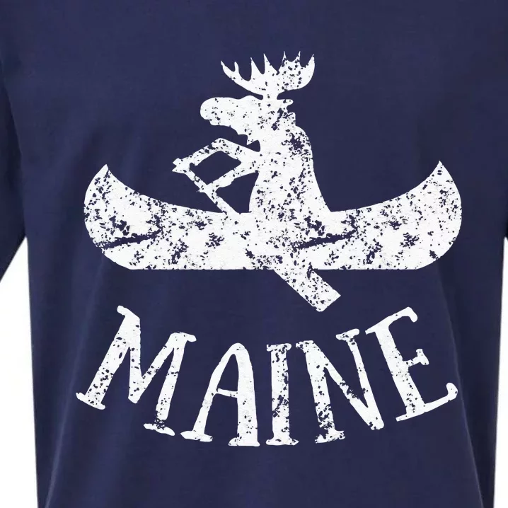 Maine Funny Moose Canoe Vacation Sueded Cloud Jersey T-Shirt