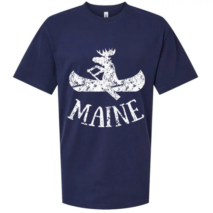 Maine Funny Moose Canoe Vacation Sueded Cloud Jersey T-Shirt