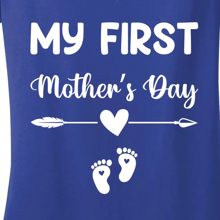 My First Mothers Day New Mom To Be Pregnancy Mothers Day Funny Gift Women's V-Neck T-Shirt