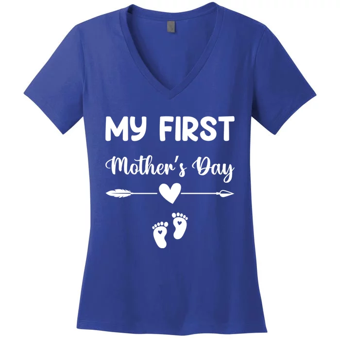 My First Mothers Day New Mom To Be Pregnancy Mothers Day Funny Gift Women's V-Neck T-Shirt