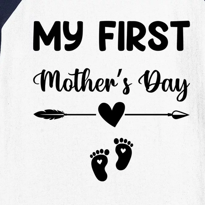 My First Mothers Day New Mom To Be Pregnancy Mothers Day Funny Gift Baseball Sleeve Shirt