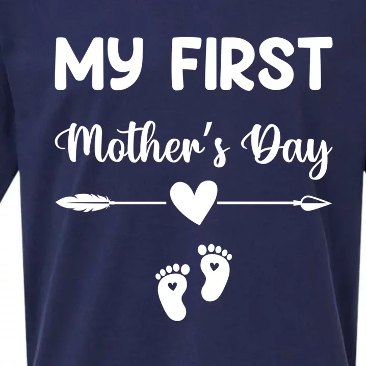 My First Mothers Day New Mom To Be Pregnancy Mothers Day Funny Gift Sueded Cloud Jersey T-Shirt