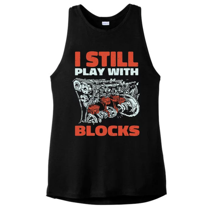 Mechanic for Man Still Play with Blocks Dad Grandpa Ladies Tri-Blend Wicking Tank