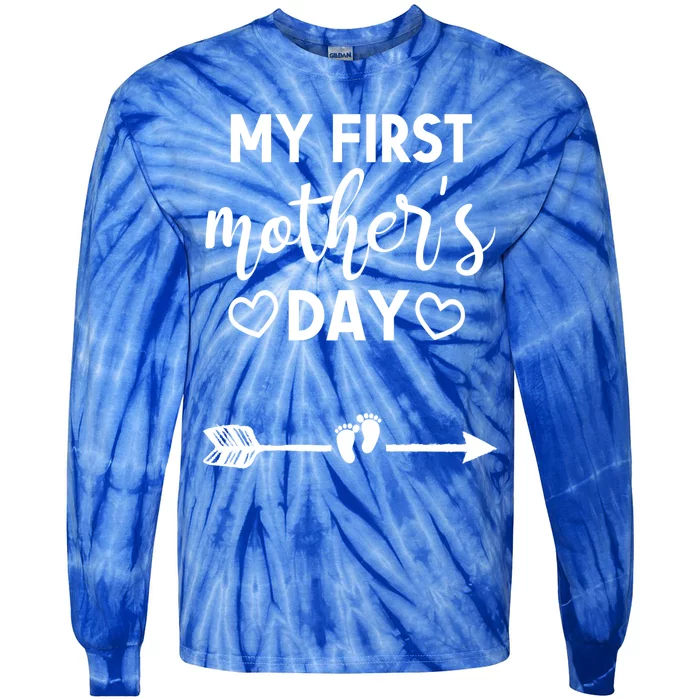 My First Mothers Day Pregnancy Mom To Be Announcet Funny Cool Gift Tie-Dye Long Sleeve Shirt