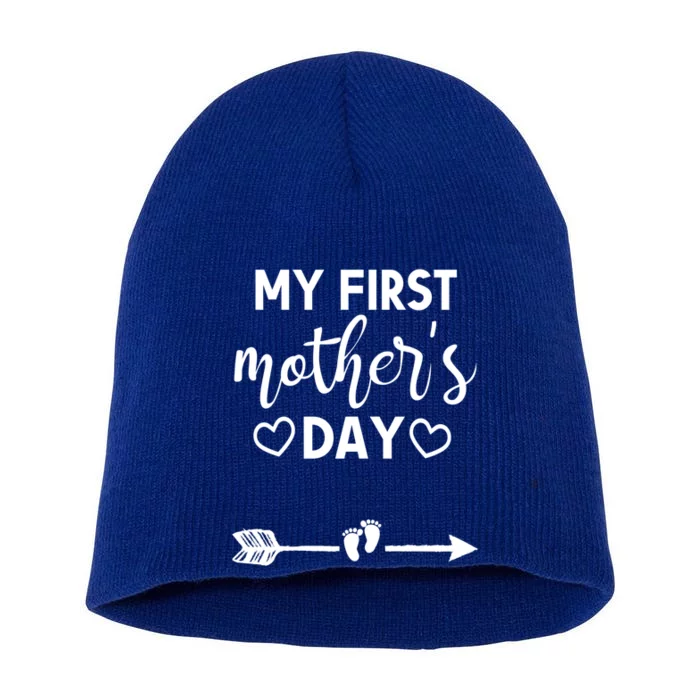 My First Mothers Day Pregnancy Mom To Be Announcet Funny Cool Gift Short Acrylic Beanie