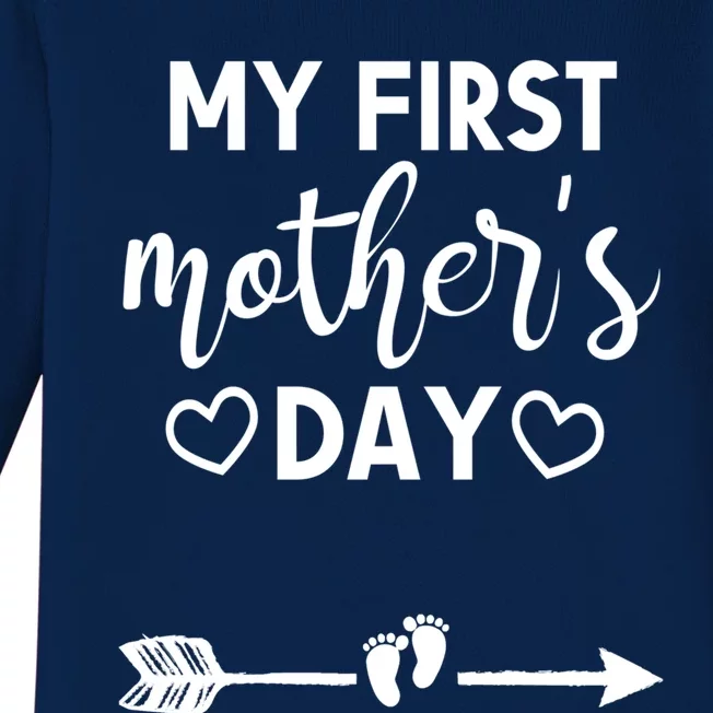 My First Mothers Day Pregnancy Mom To Be Announcet Funny Cool Gift Baby Long Sleeve Bodysuit