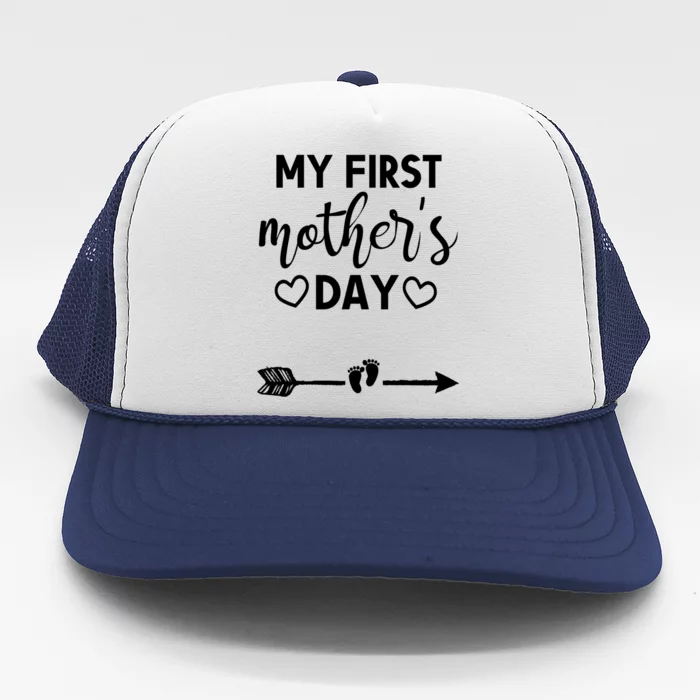 My First Mothers Day Pregnancy Mom To Be Announcet Funny Cool Gift Trucker Hat