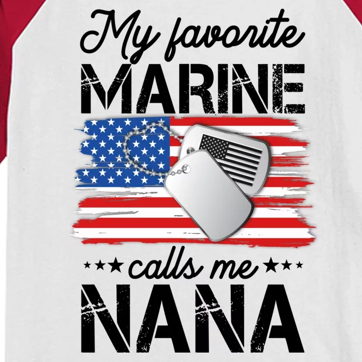 My Favorite Marine Calls Me Nana Kids Colorblock Raglan Jersey