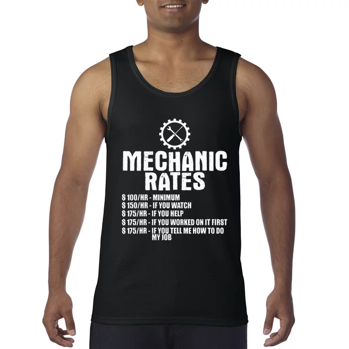 Mechanic Funny Mechanic Rates Tank Top