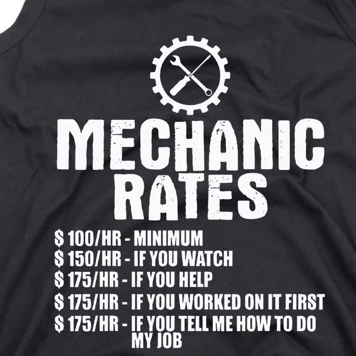 Mechanic Funny Mechanic Rates Tank Top