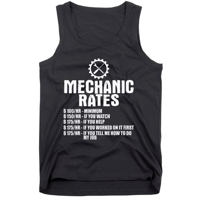 Mechanic Funny Mechanic Rates Tank Top