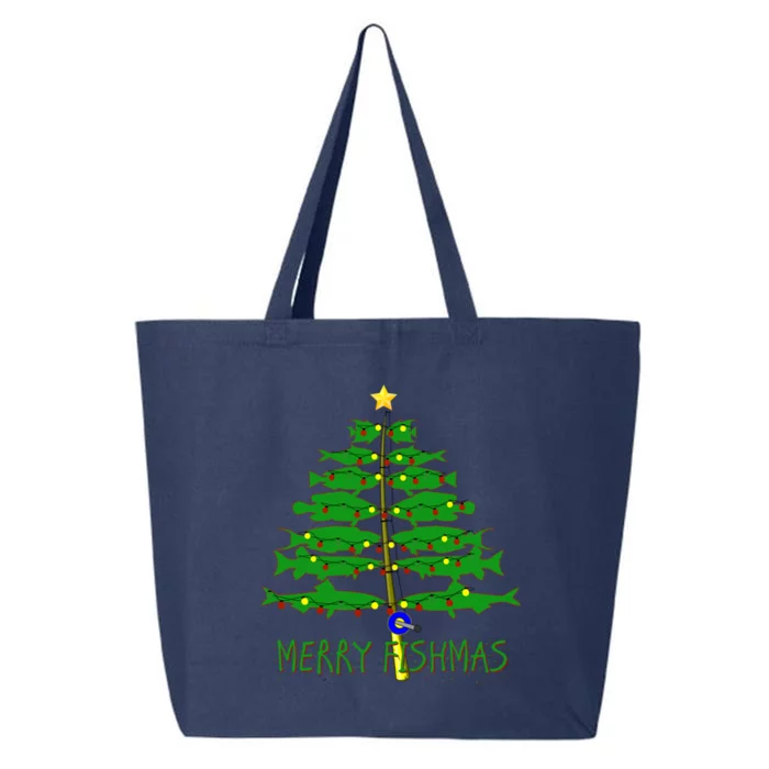 Merry Fishmas Merry Christmas Tree Fishing Funny Funny Gift 25L Jumbo Tote