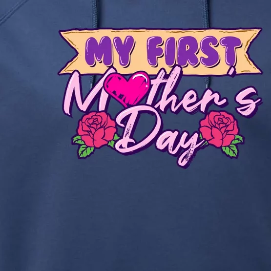 My First Mothers Day Pregnancy Announcemeaningful Gift Mom To Be Gift Performance Fleece Hoodie