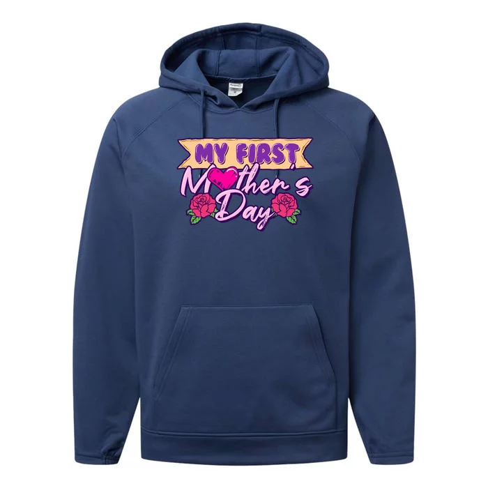 My First Mothers Day Pregnancy Announcemeaningful Gift Mom To Be Gift Performance Fleece Hoodie