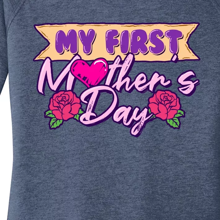 My First Mothers Day Pregnancy Announcemeaningful Gift Mom To Be Gift Women's Perfect Tri Tunic Long Sleeve Shirt