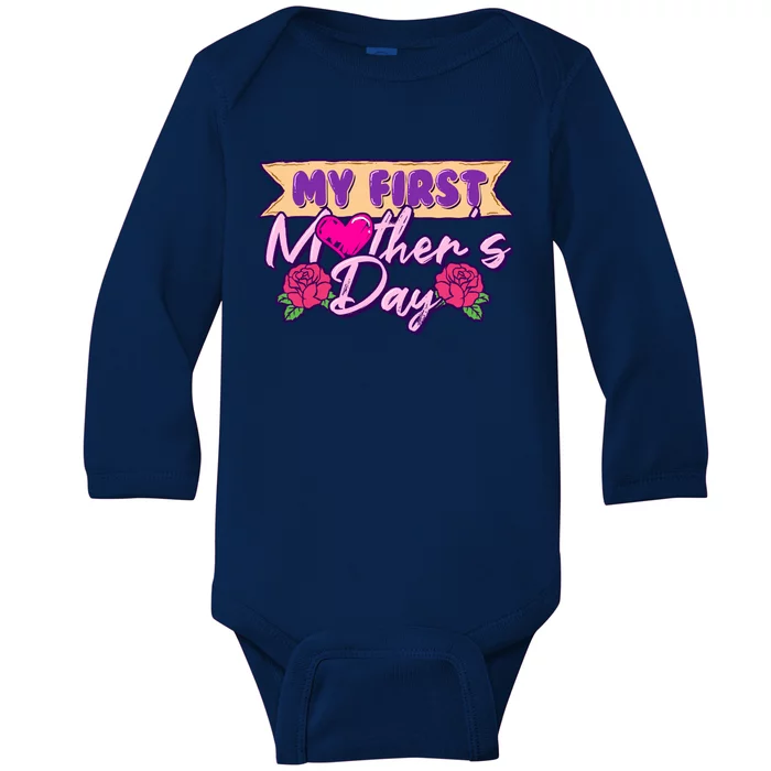 My First Mothers Day Pregnancy Announcemeaningful Gift Mom To Be Gift Baby Long Sleeve Bodysuit