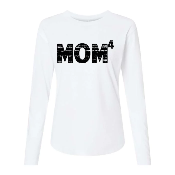 Mom4, Four, Mother's Day, Best Mom, Mother of 4 Womens Cotton Relaxed Long Sleeve T-Shirt