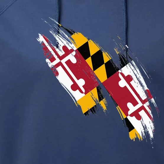 Maryland Flag Marylander Maryland Flag State Pride Performance Fleece Hoodie