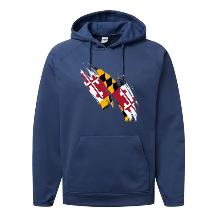 Maryland Flag Marylander Maryland Flag State Pride Performance Fleece Hoodie