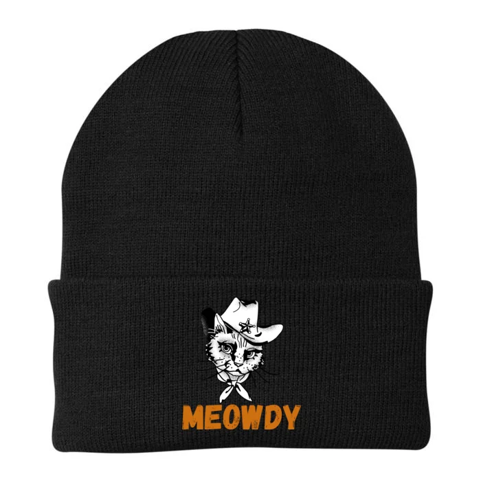 Meowdy, Funny Mashup Between Meow And Howdy, Funny Cat Meme Knit Cap Winter Beanie