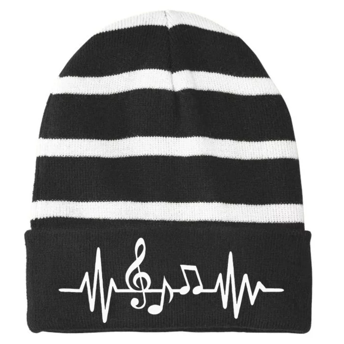 Music Frequency Striped Beanie with Solid Band