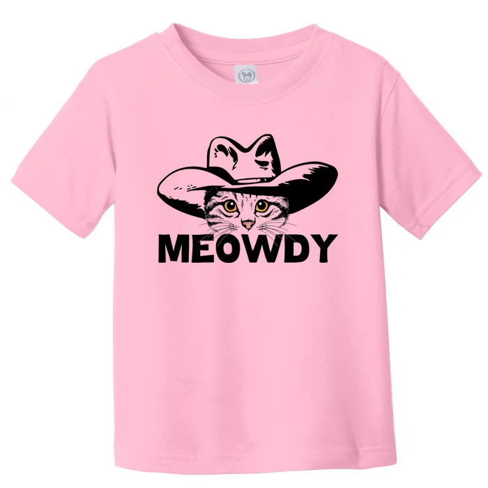 Meowdy Funny Mashup Between Meow And Howdy Cat Meme Great Gift Toddler T-Shirt