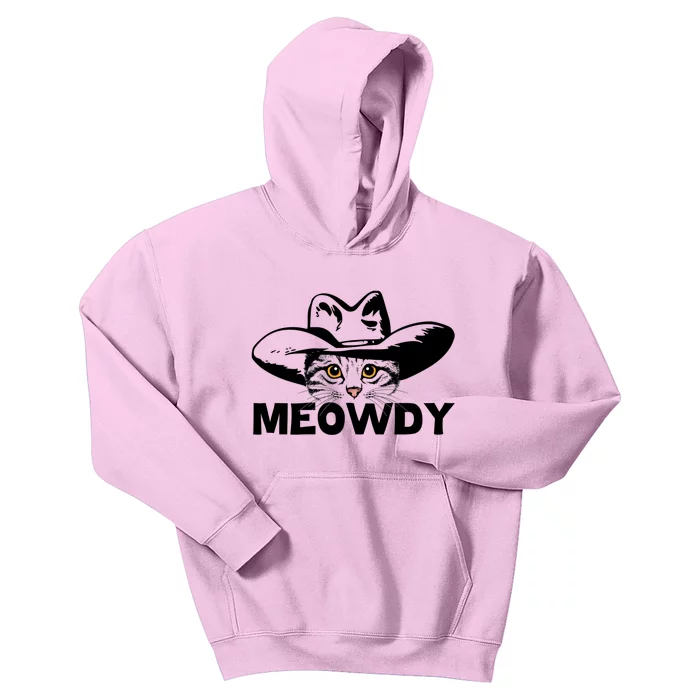 Meowdy Funny Mashup Between Meow And Howdy Cat Meme Great Gift Kids Hoodie