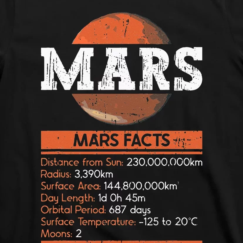 Mars Facts Mars Planet Space Lover T-Shirt