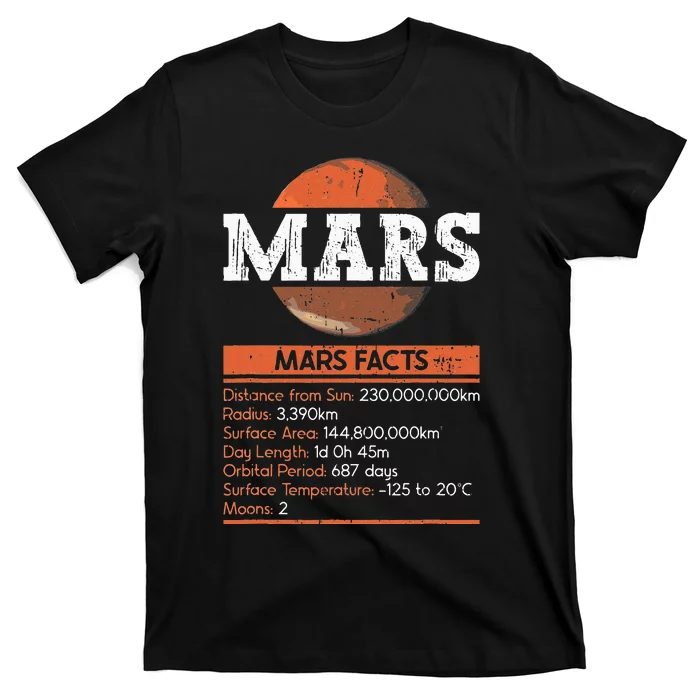 Mars Facts Mars Planet Space Lover T-Shirt