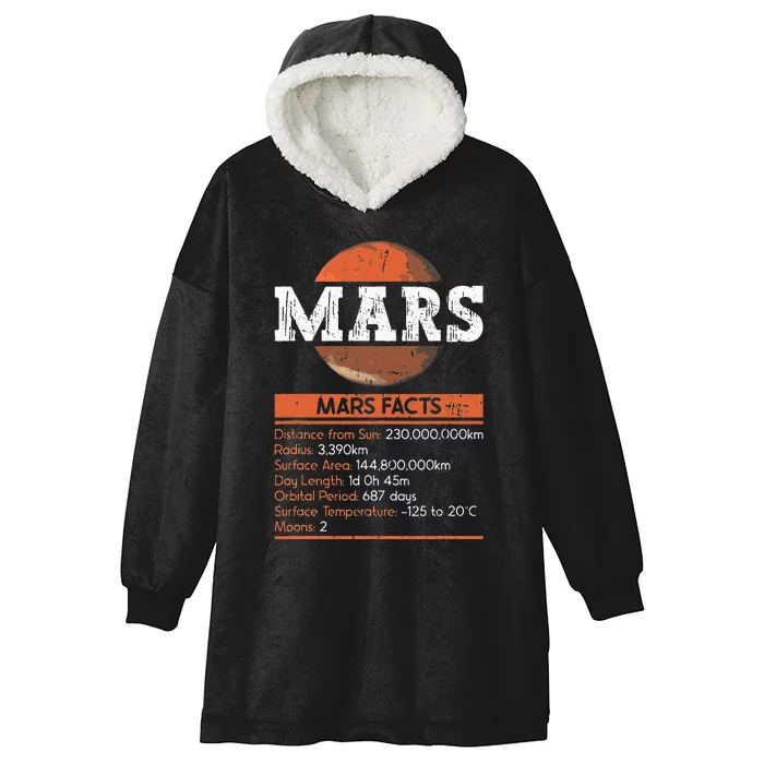 Mars Facts Mars Planet Space Lover Hooded Wearable Blanket