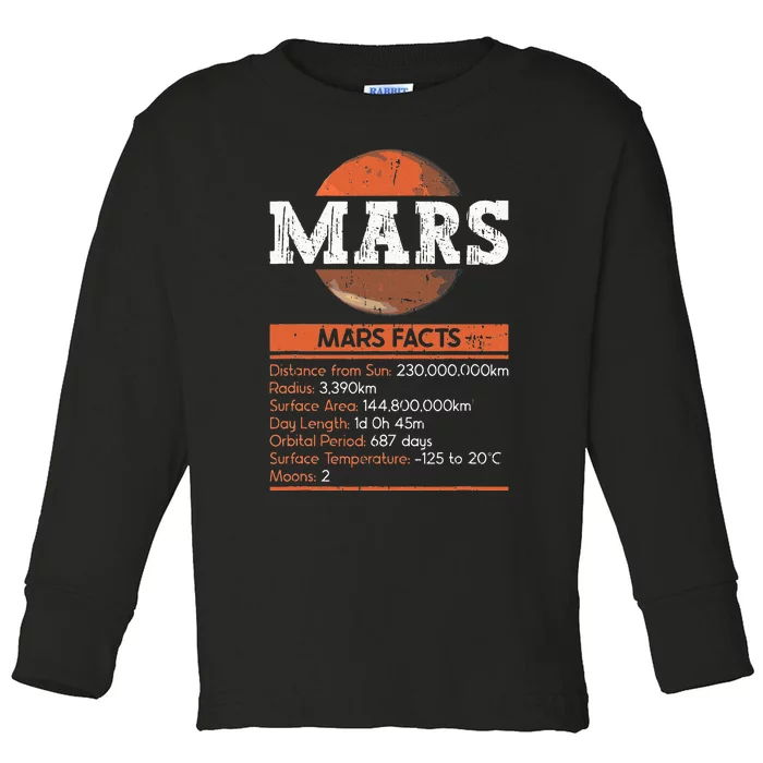 Mars Facts Mars Planet Space Lover Toddler Long Sleeve Shirt