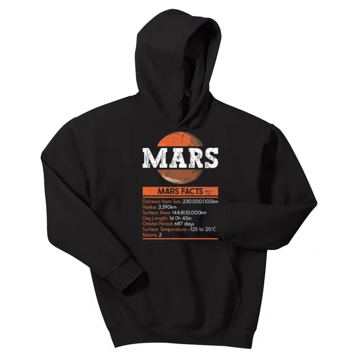 Mars Facts Mars Planet Space Lover Kids Hoodie